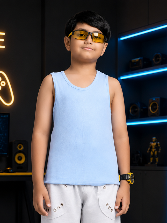 EASY WEAR VEST T-SHIRT FOR BOYS GIRLS SKY BLUE