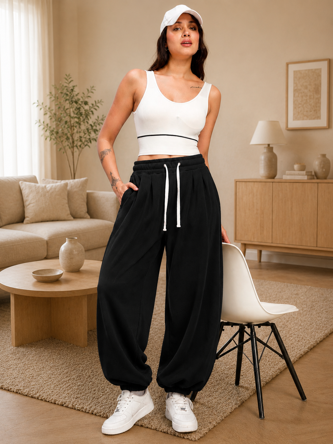 WOMEN COOLFIT BAGGY LOOSE FIT JOGGER BLACK
