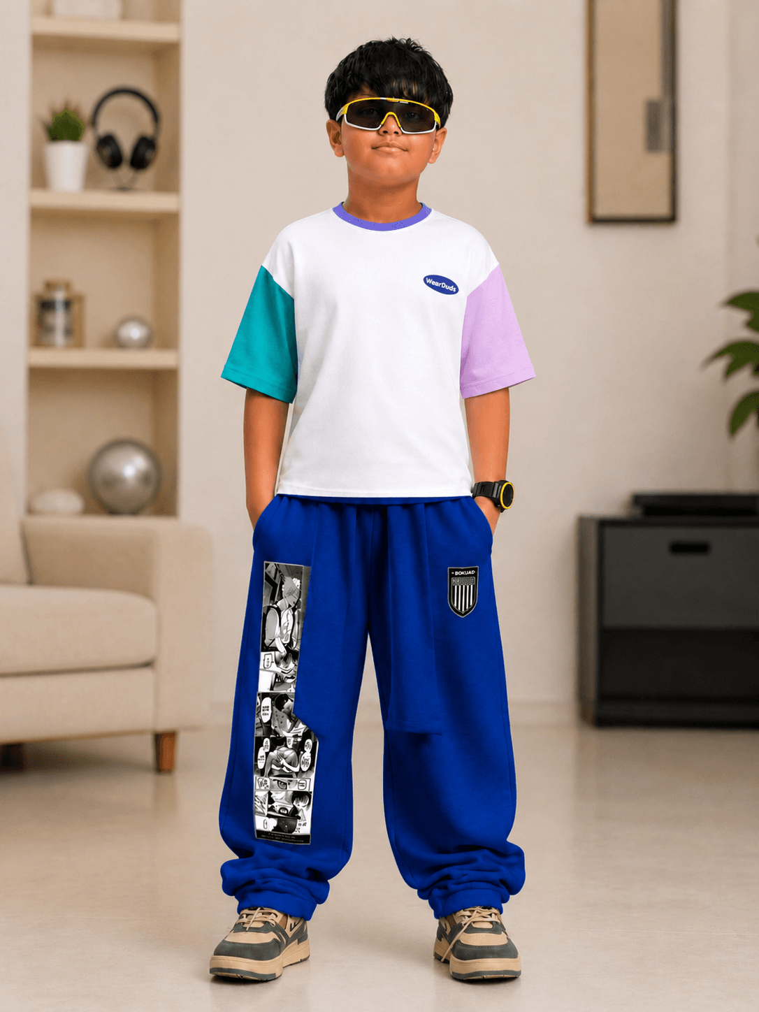 CHILL WITH FUN JOGGER FOR BOYS GIRLS BLUE