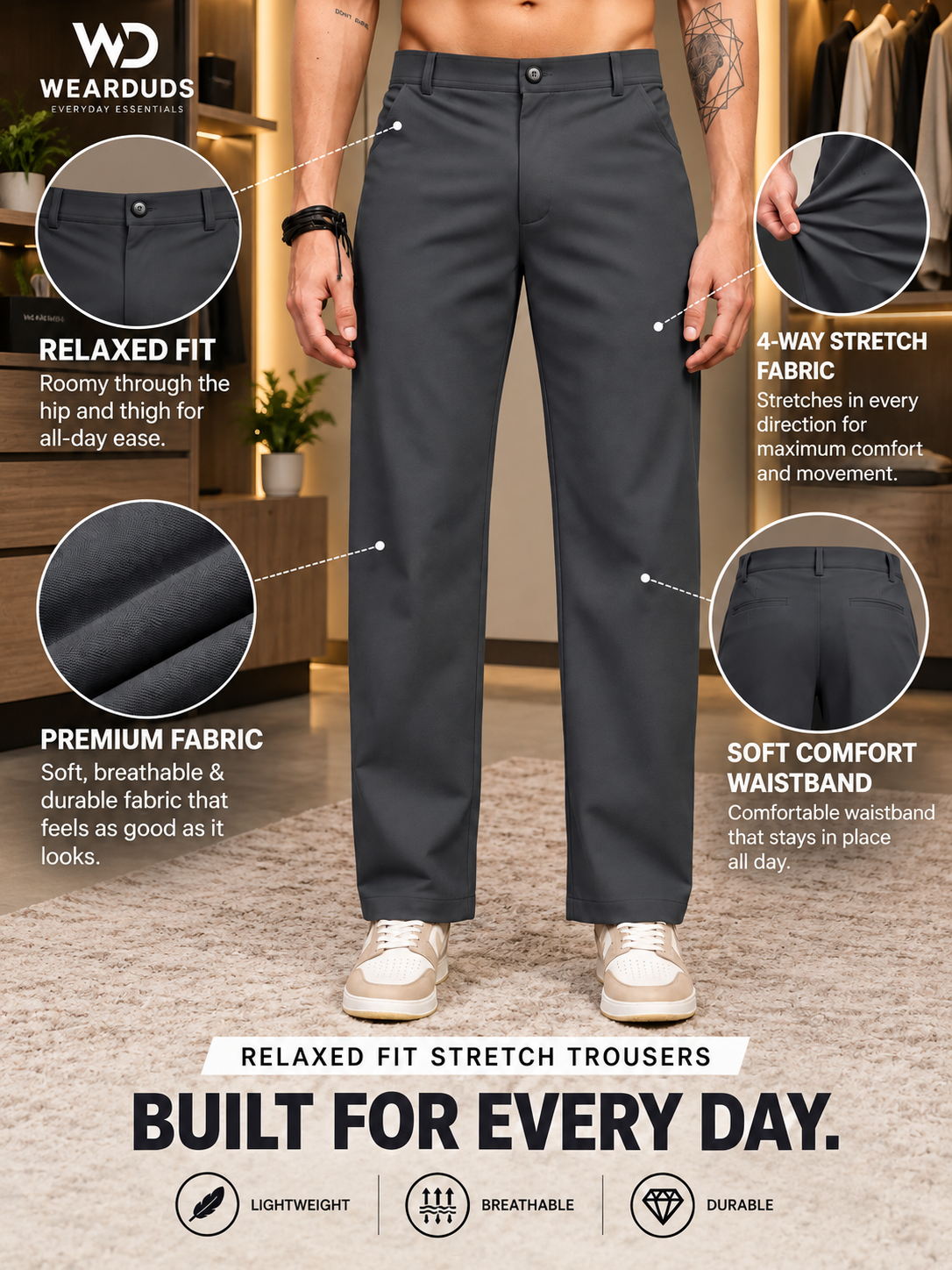 MODERN STREAMLINED PANTS DARK GREY