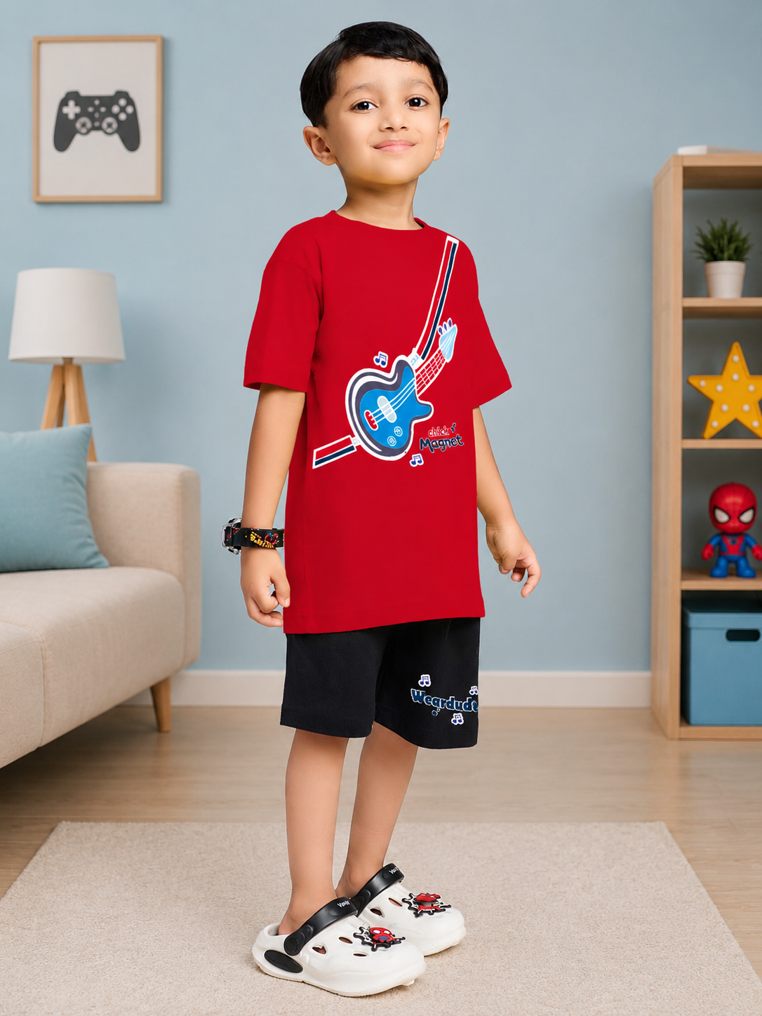 LITTLE ROCKSTAR CO-ORD FOR BOYS & GIRLS RED BLACK