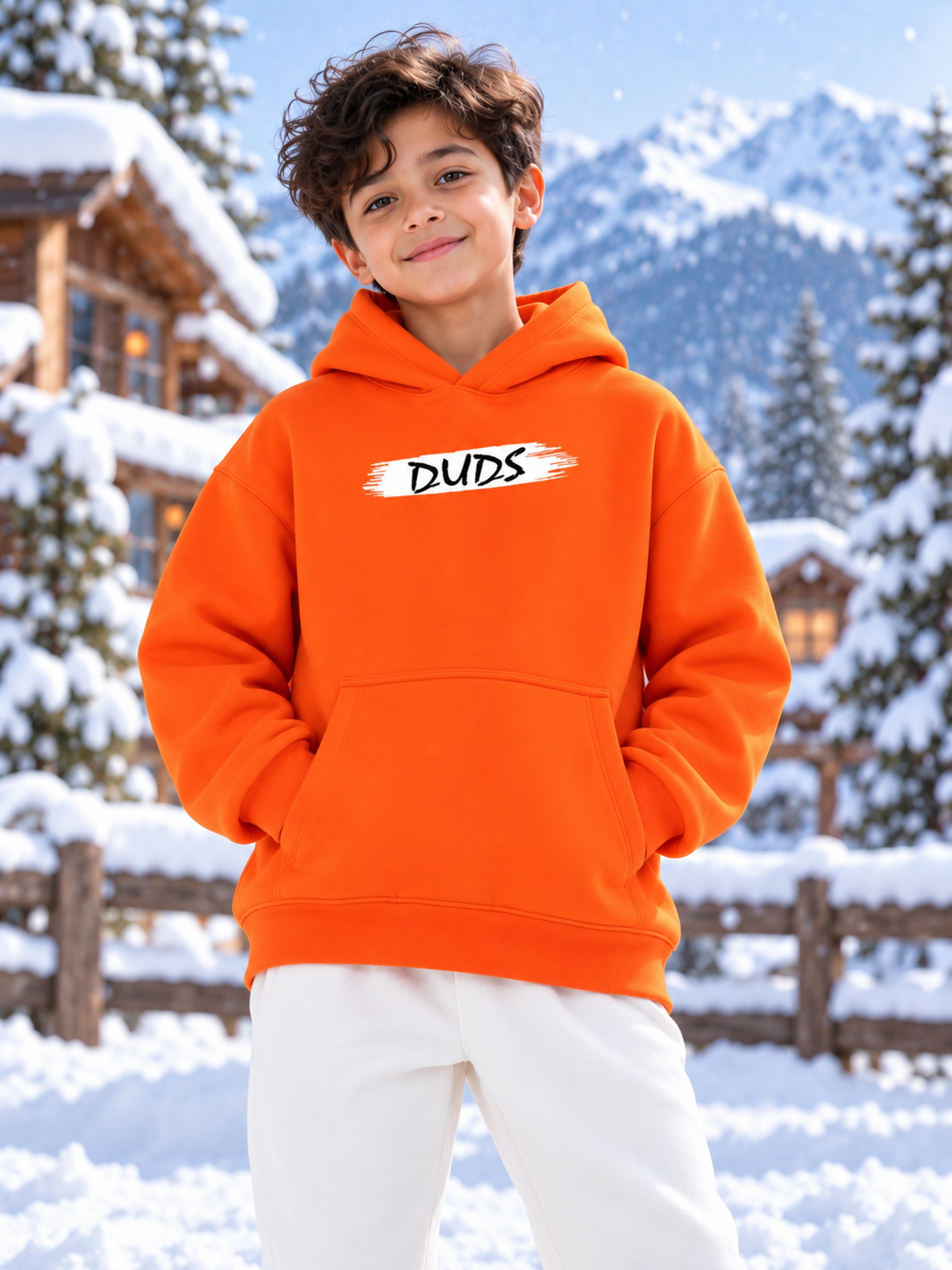 BLOOM QUOTE FLEECE OVERSIZED HOODIE FOR BOYS AND GIRLS ORANGE