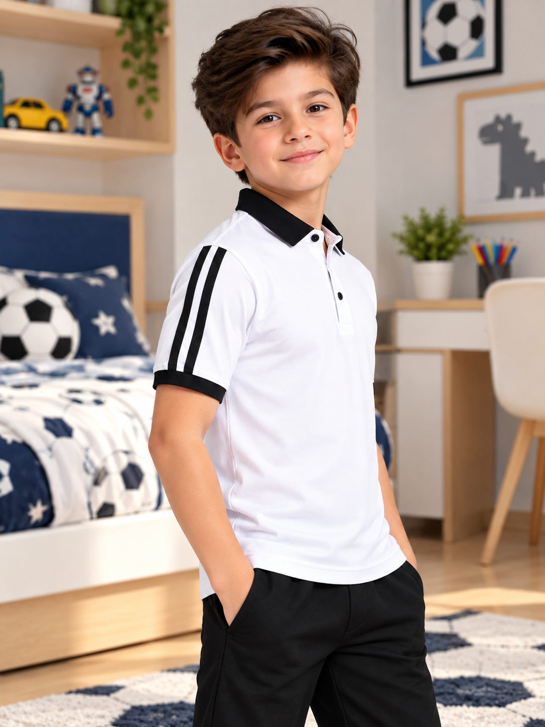 STAUNCH POLO REGULAR T-SHIRT FOR BOYS GIRLS WHITE