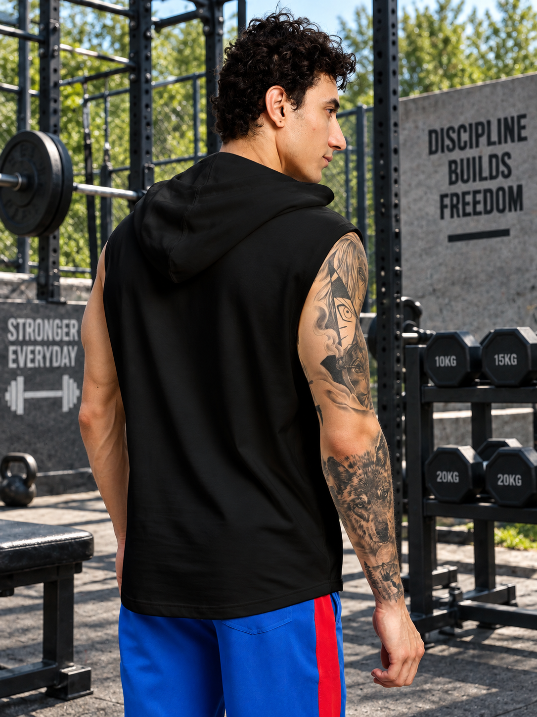 LIGHTWEIGHT SLEEVELESS HOODIE BLACK
