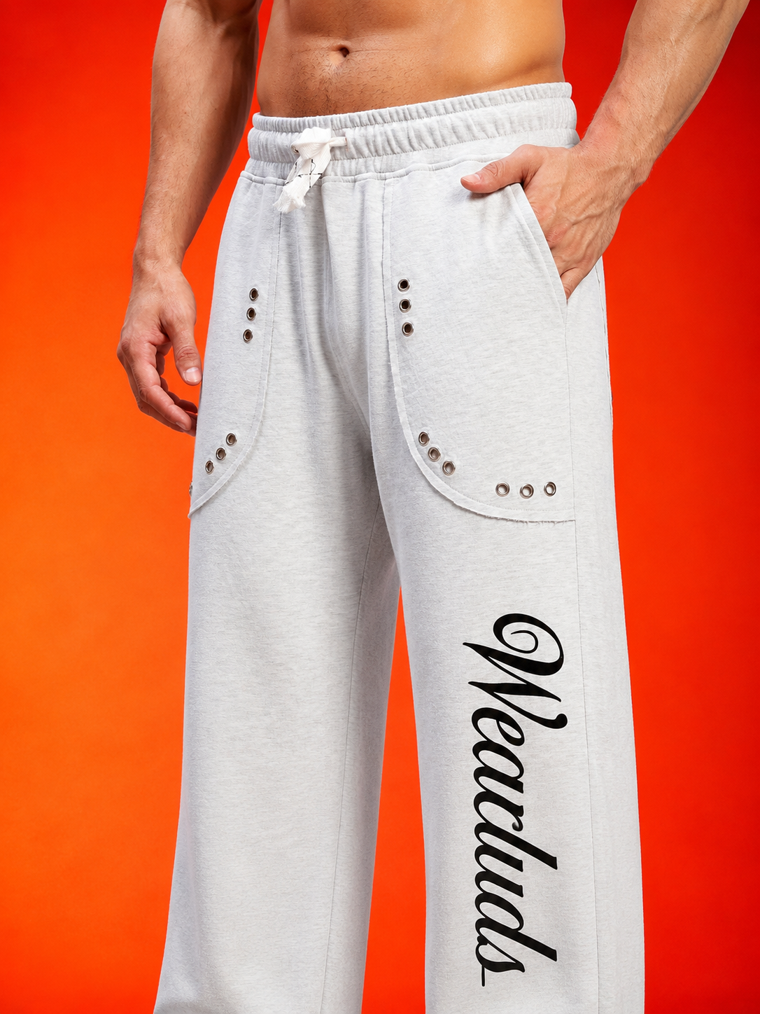 STREETWEAR LOOSE-FIT GRAPHIC JOGGERS WHITE