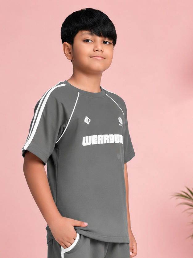KIDS ROSTER T-SHIRT BOYS GIRLS GREY WHITE