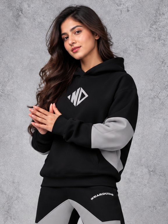 WOMEN WD GORBCORE HOODIE BLACK-GREY