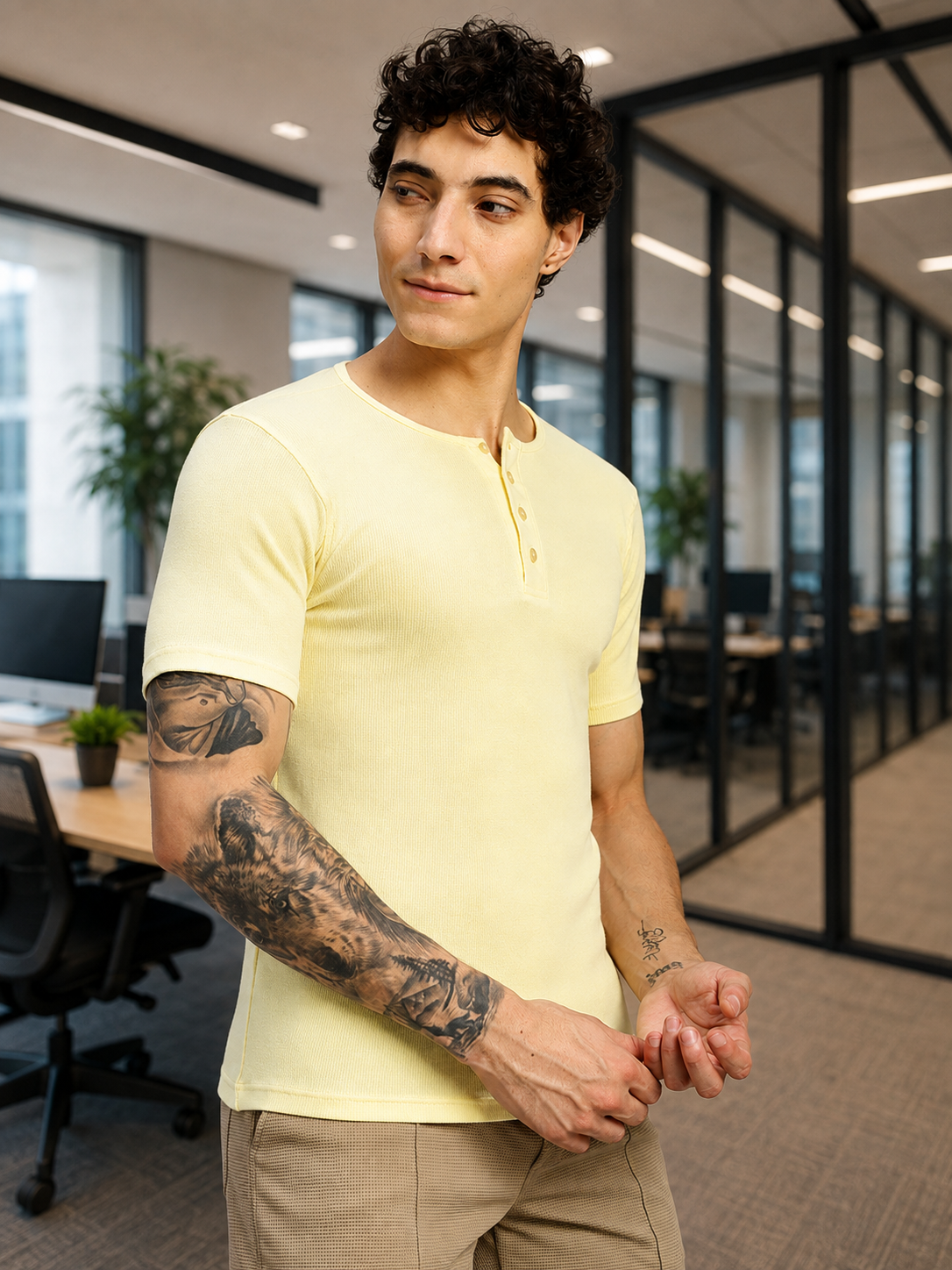 SPEARMINT VECTOR T-SHIRT CREAM YELLOW
