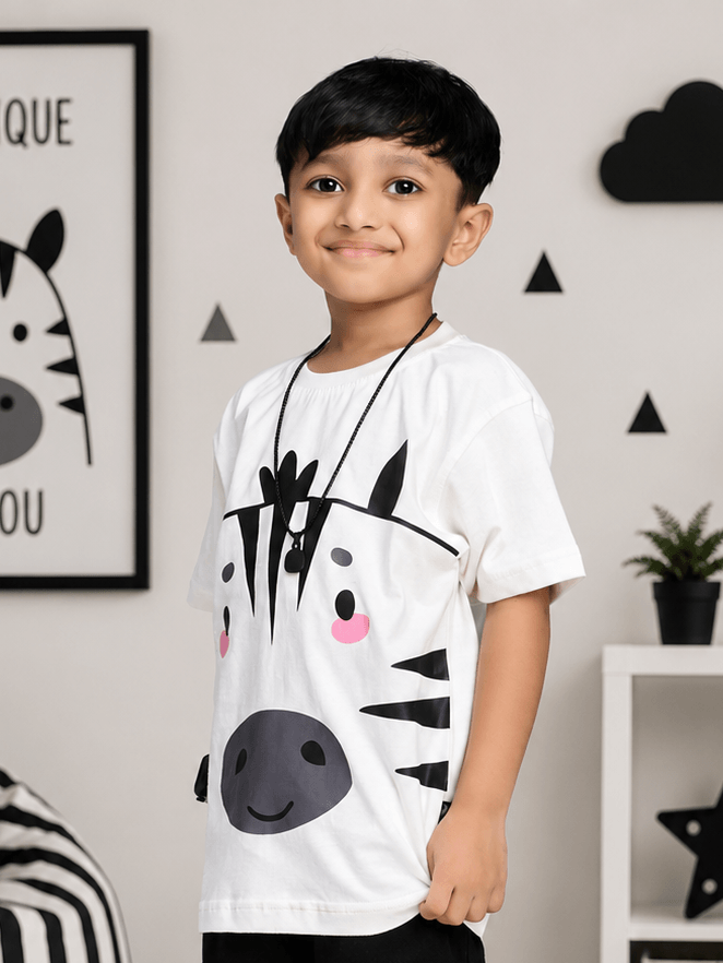 ZIPPY ZEBRA T-SHIRT FOR BOYS GIRLS WHITE