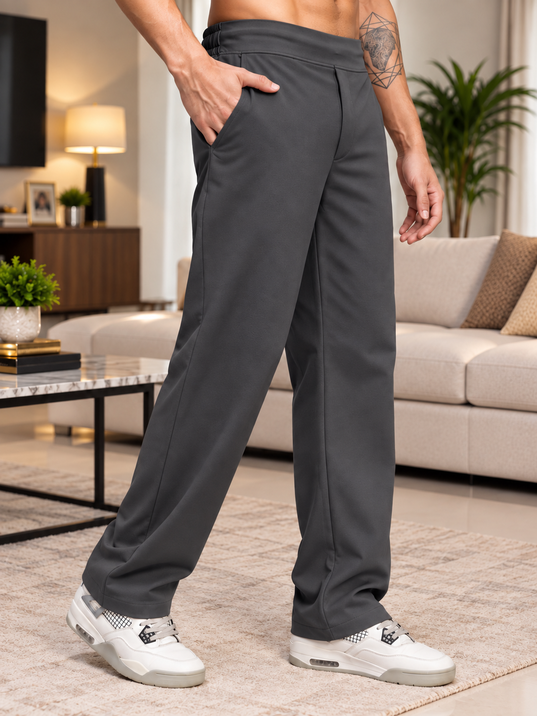 WAISTBOARD SMART CASUAL PANTS GREY