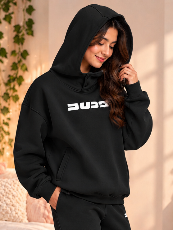 WOMEN SHOOTER COTTON FLEECE HOODIE BLACK