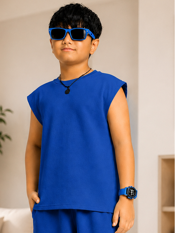 NEON RUSH SLEEVELESS T-SHIRT FOR BOYS GIRLS BLUE