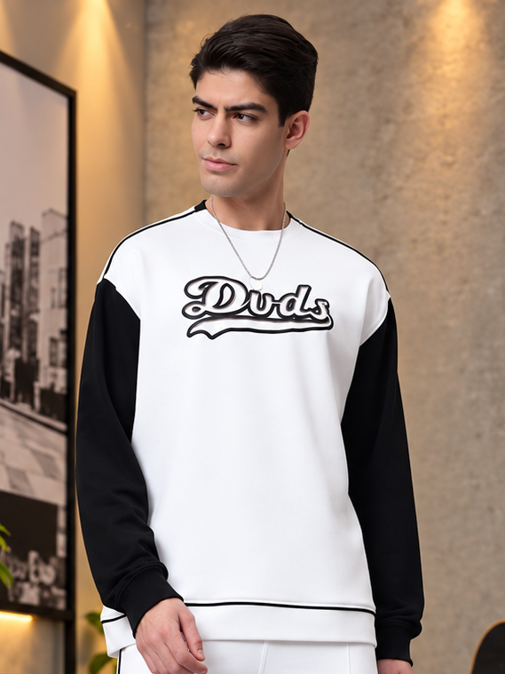 HUNK OVER-SIZED SWEATSHIRT T-SHIRT WHITE BLACK