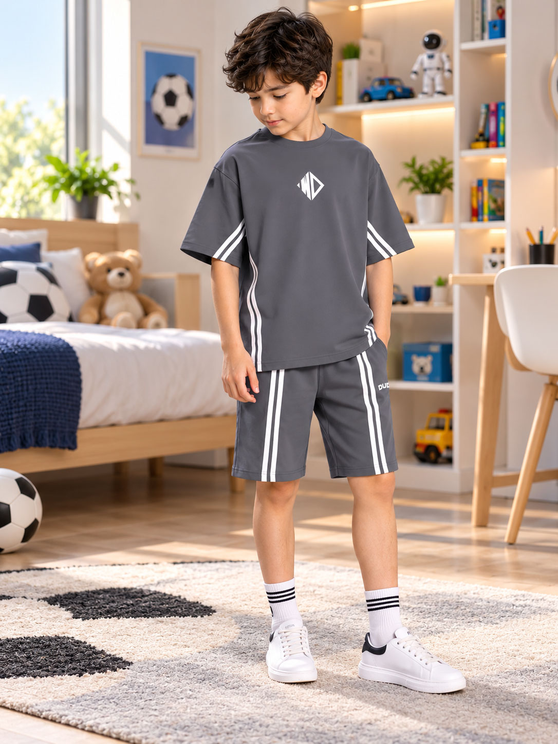 OUTLOOK HALF CO-ORD FOR BOYS GIRLS GREY