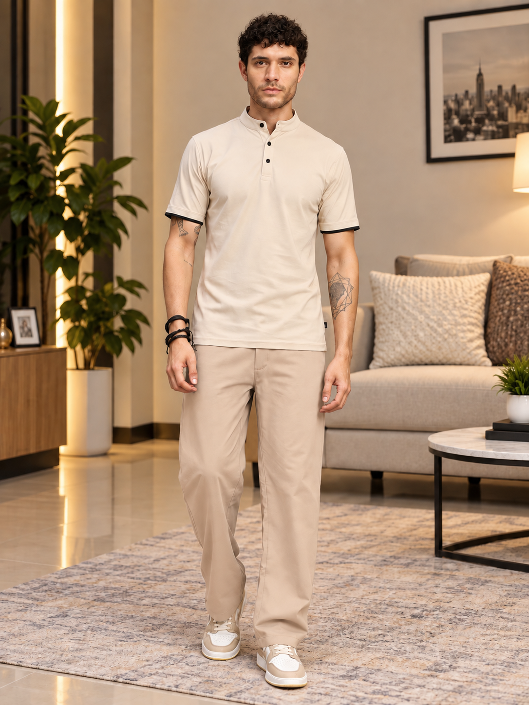 MODERN STREAMLINED PANTS BEIGE