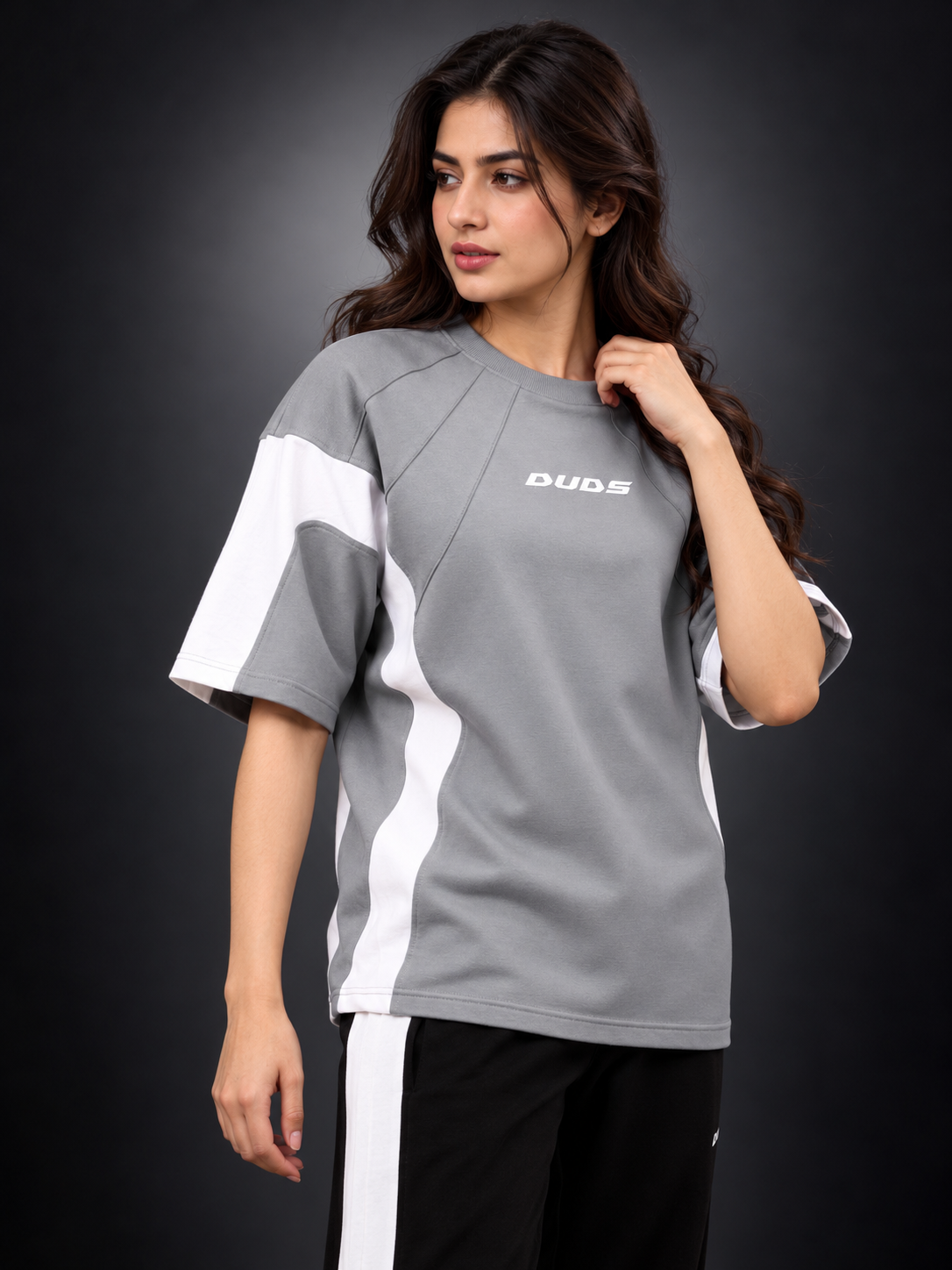 WOMEN WILD FORCE OVER-SIZED T-SHIRT GREY WHITE