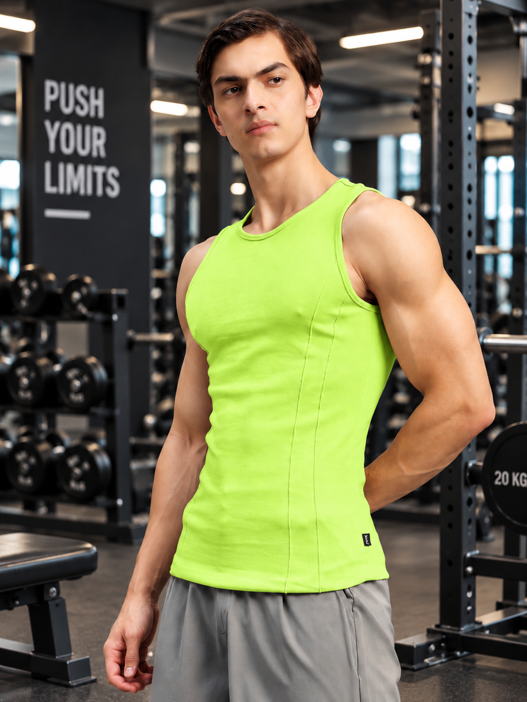 SLEEVELESS TANK GYM T-SHIRT NEON GREEN