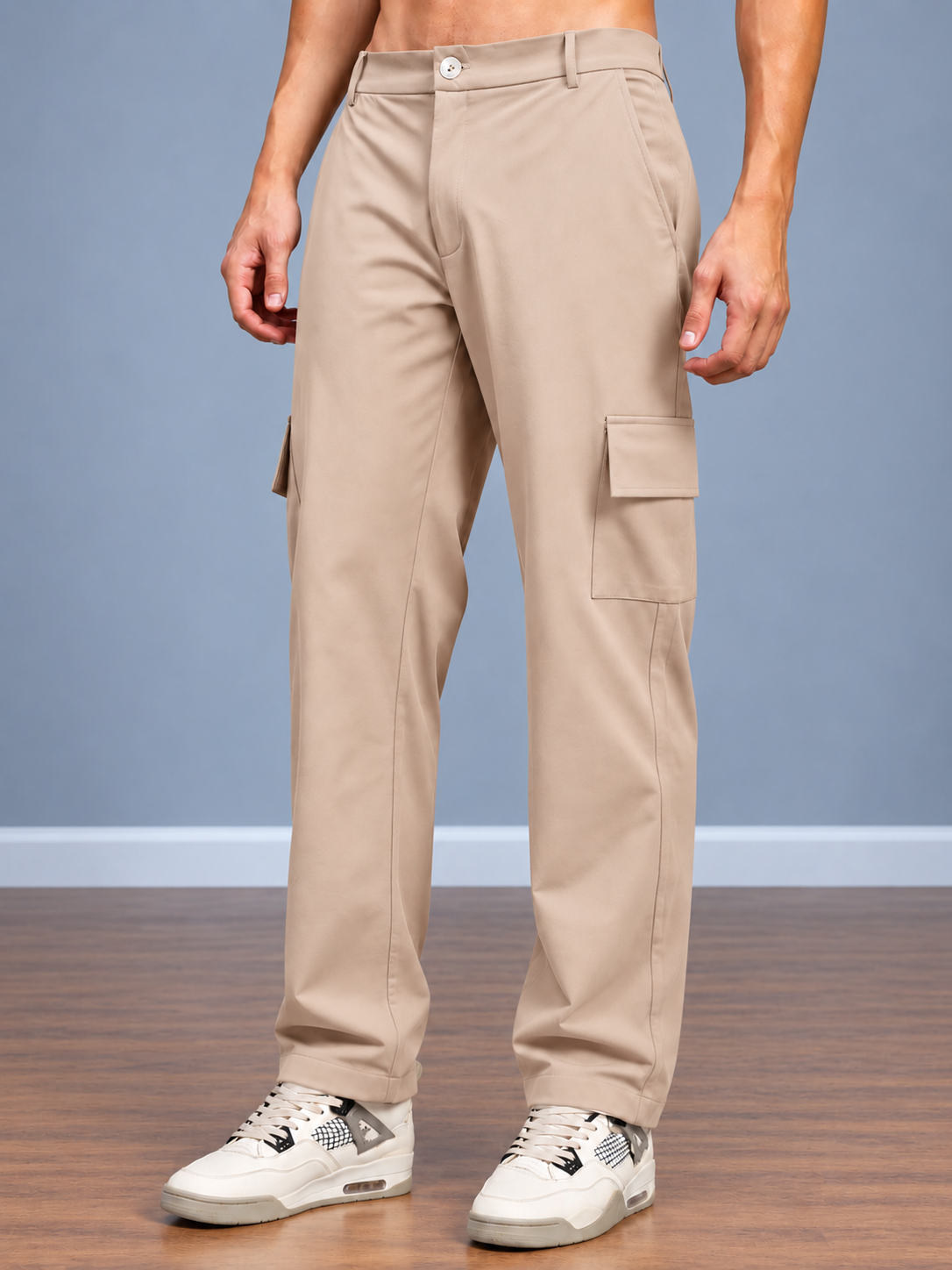 BELT LOOPS CARGO TROUSERS BEIGE