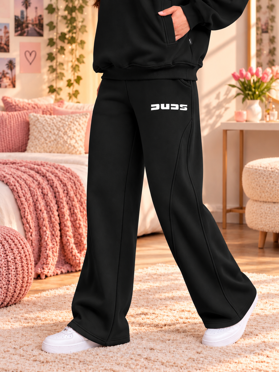 WOMEN SHOOTER COTTON FLEECE HOODIE BLACK