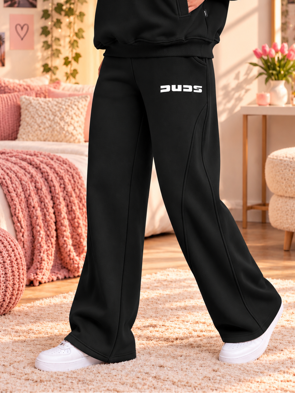 WOMEN SHOOTER COTTON FLEECE PANT BLACK