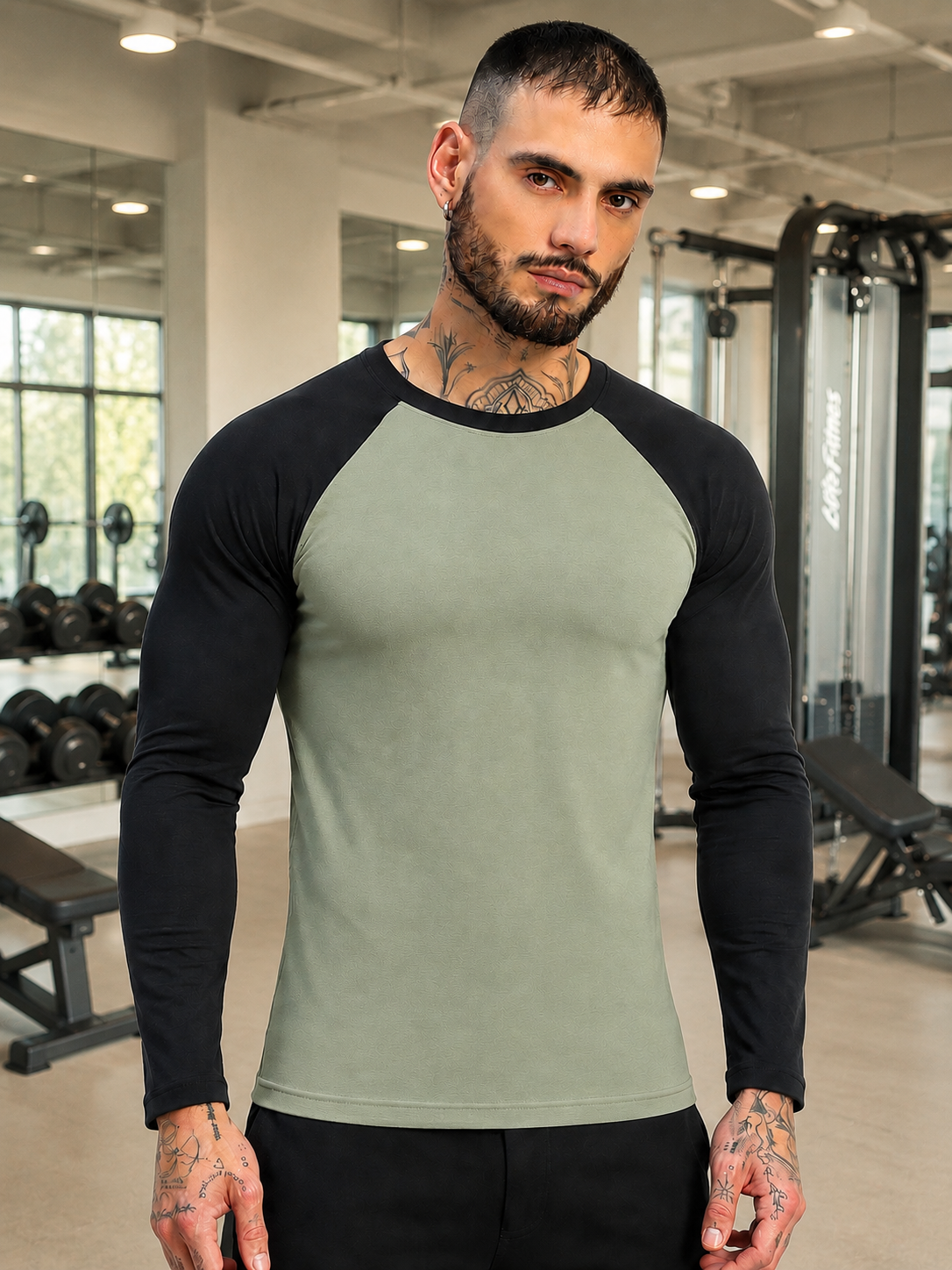 FITFLOW SLIM FIT SWEATSHIRT SAGE GREEN BLACK