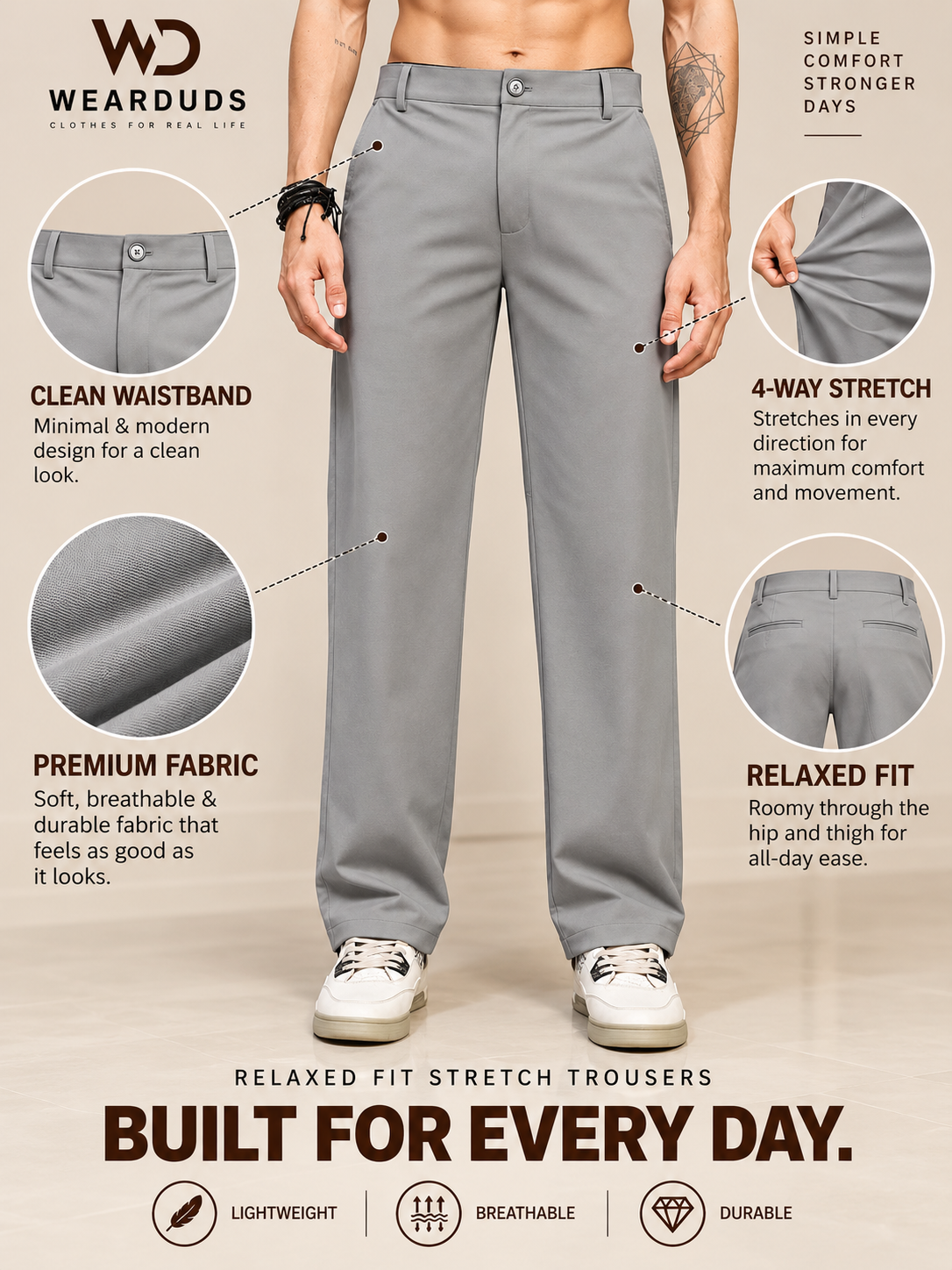 RELAXED FIT 4-WAY STRETCH GARY