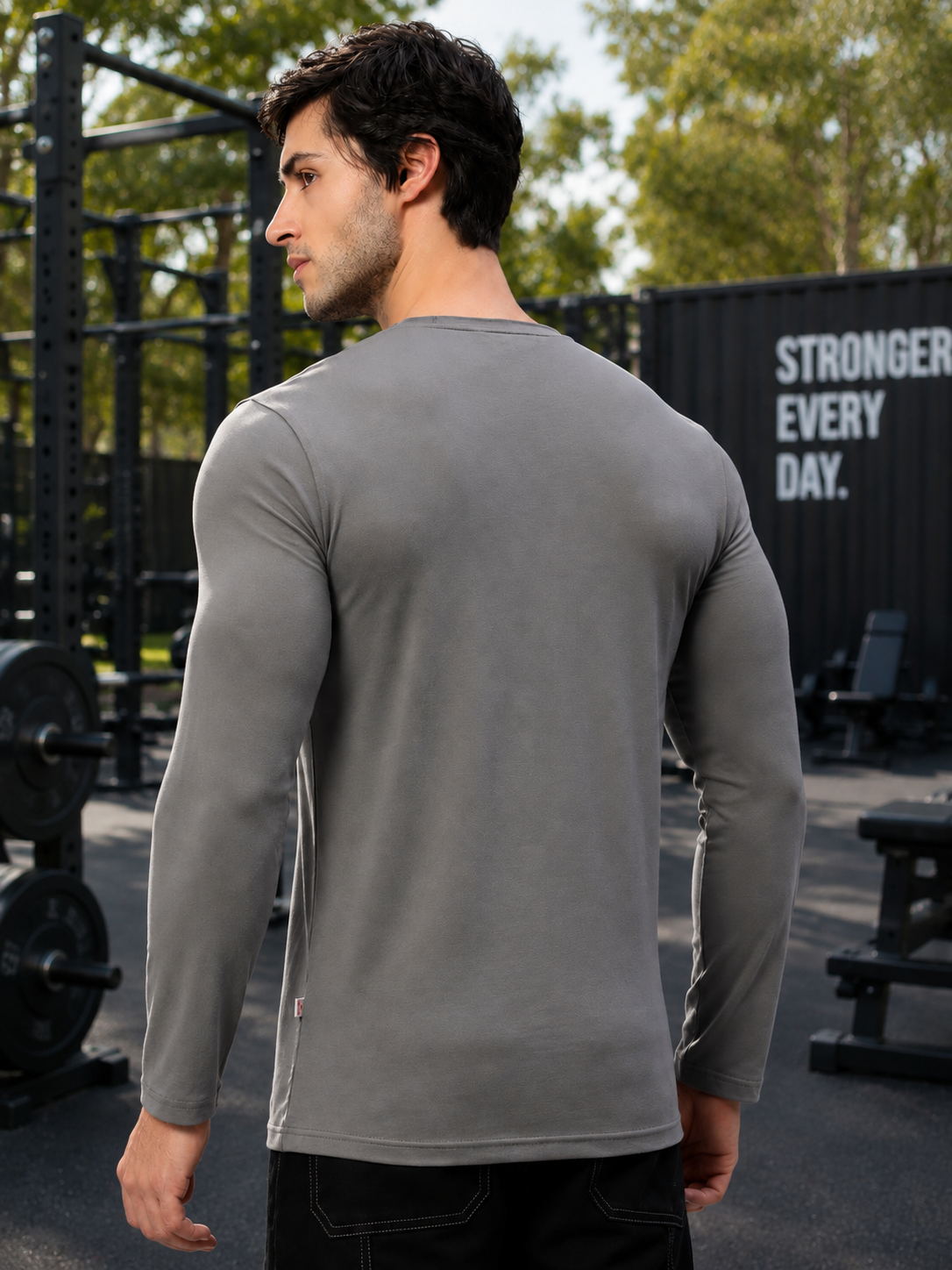 OMNI SLIM FIT COTTON SWEATSHIRT GREY