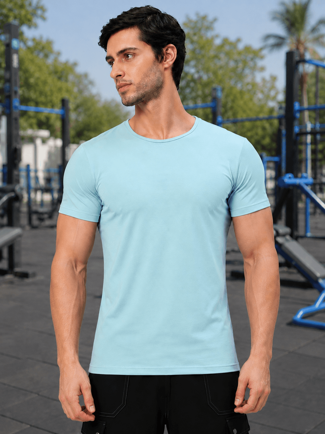 BEDROCK FIT REGULAR FIT T-SHIRT SKY BLUE