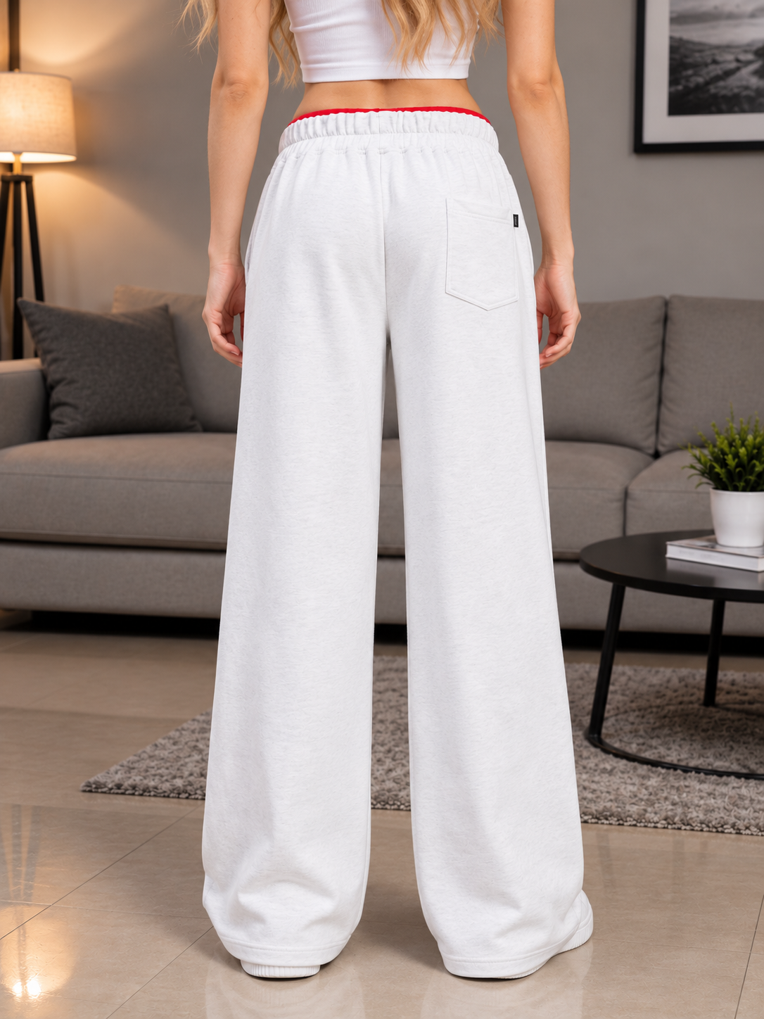 WOMEN SNOW STREETWEAR BAGGY JOGGERS MELANGE GREY