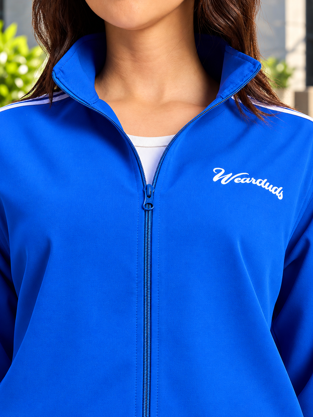 WOMEN SPORTY ZIP UP RELAXED FIT CO-ORD SET BLUE