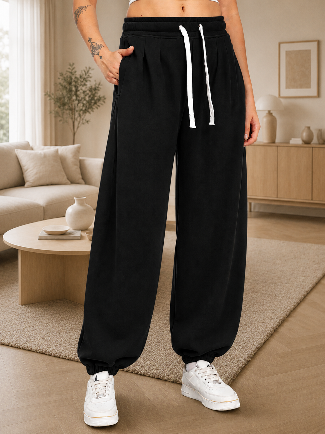 WOMEN COOLFIT BAGGY LOOSE FIT JOGGER BLACK