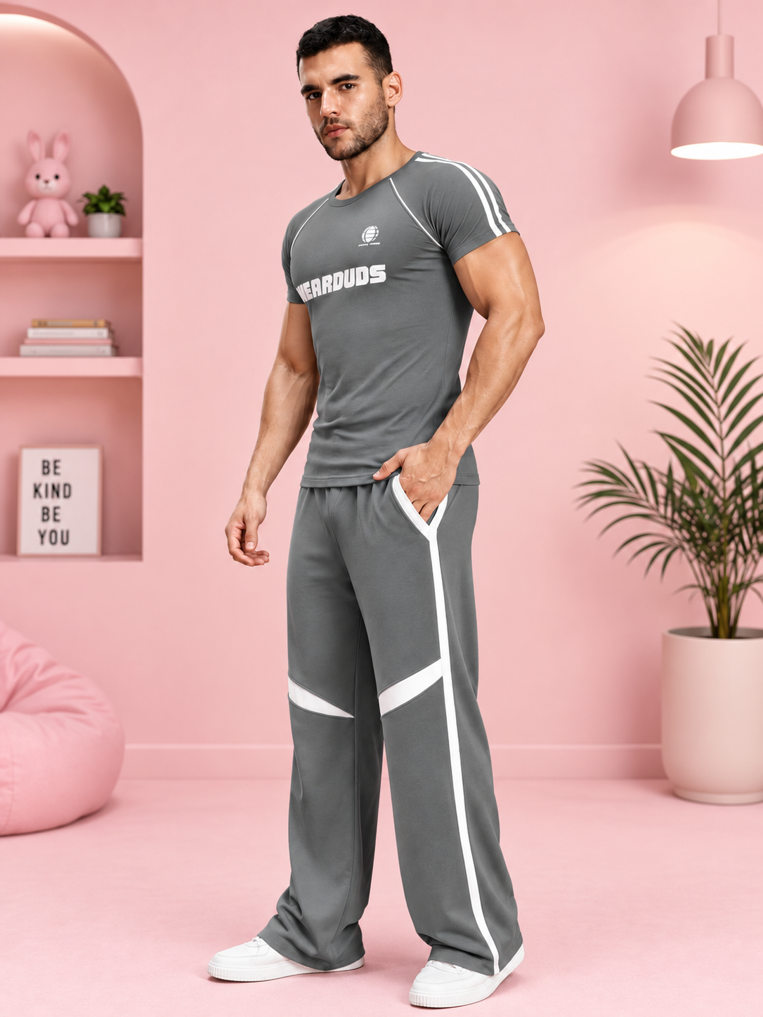ROSTER FIT CO-ORD SET GREY WHITE
