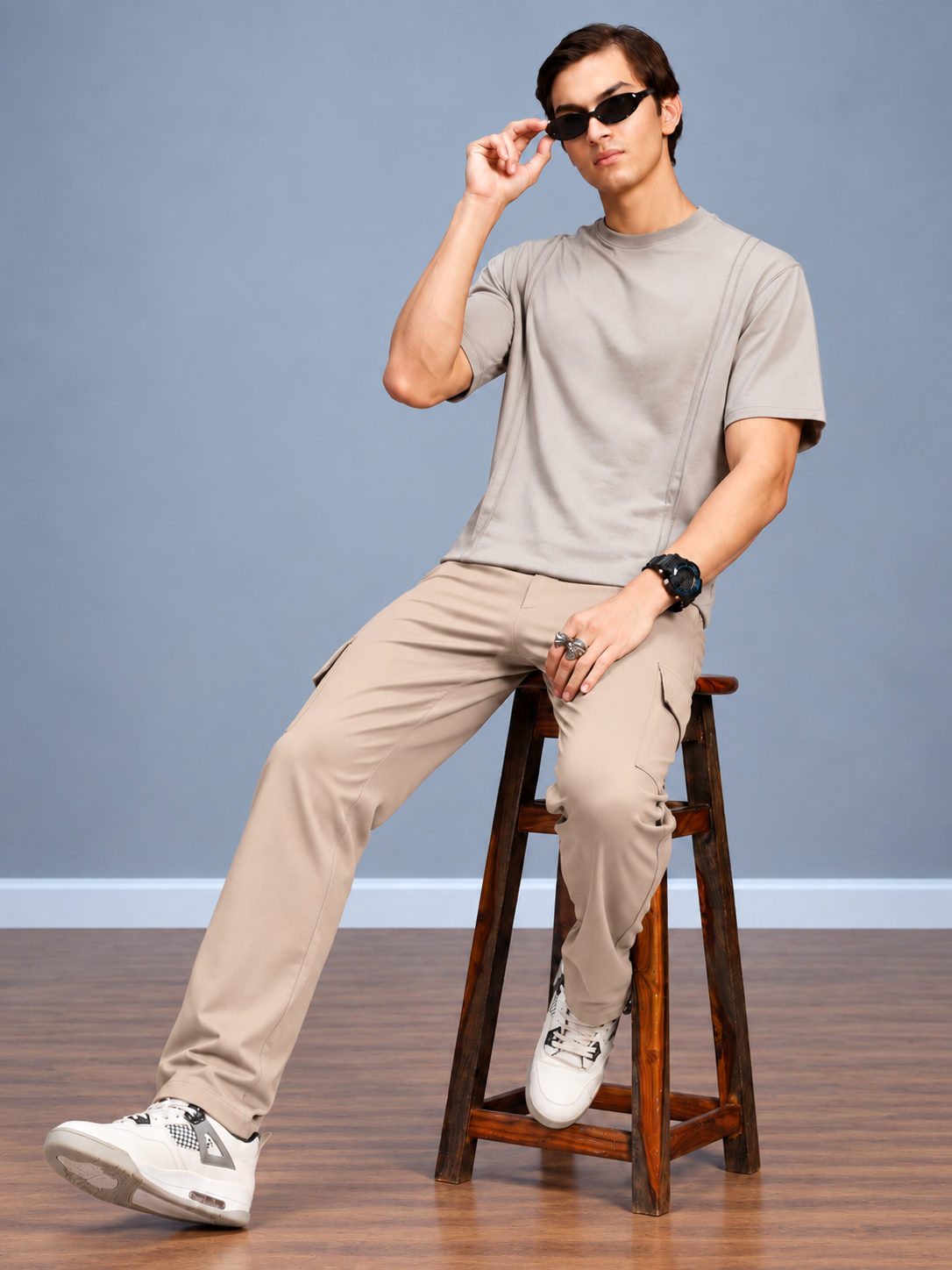 BELT LOOPS CARGO TROUSERS BEIGE