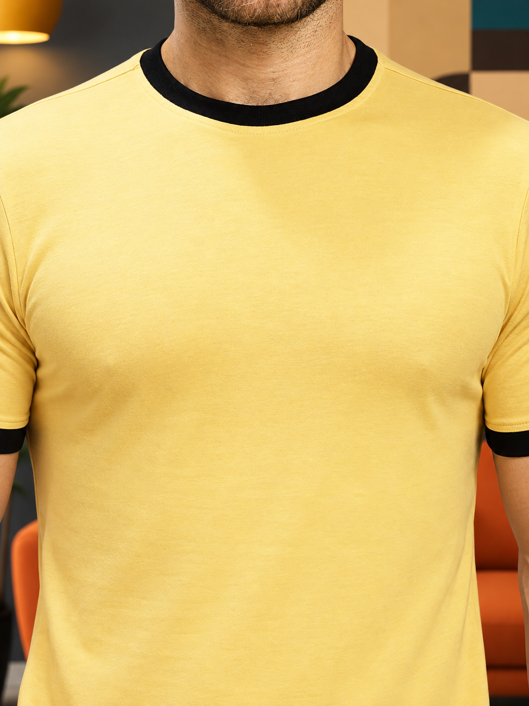 MINIMALIST CONTRAST EDGE T-SHIRT YELLOW