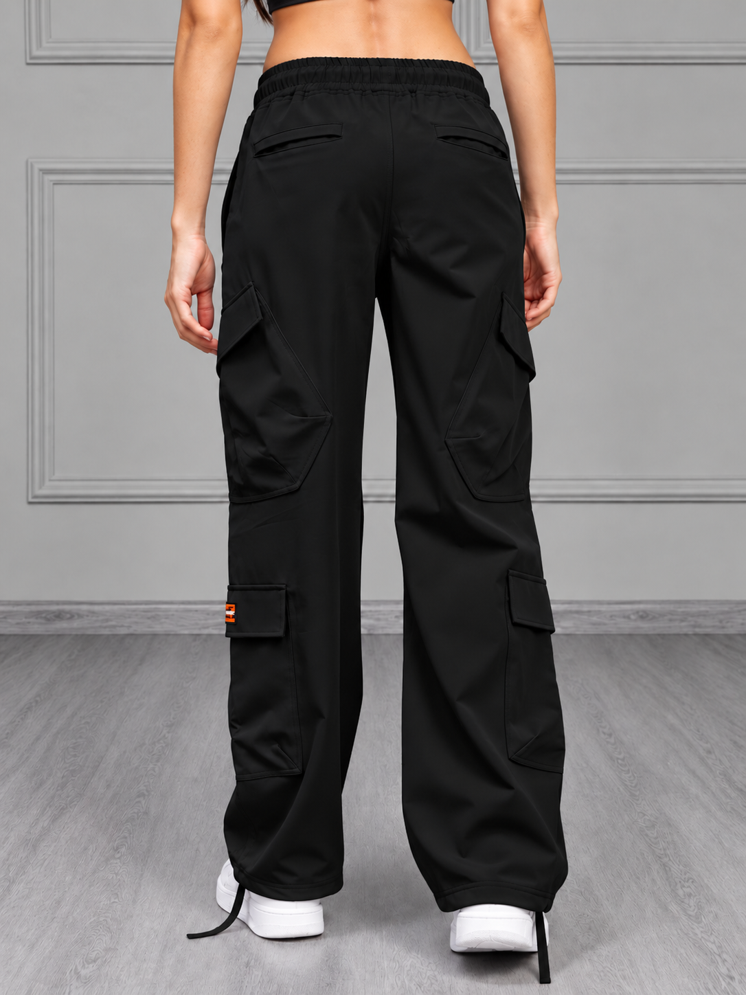 WOMEN TACTICAL FIT MULTI POCKET CARGO PANTS BLACK