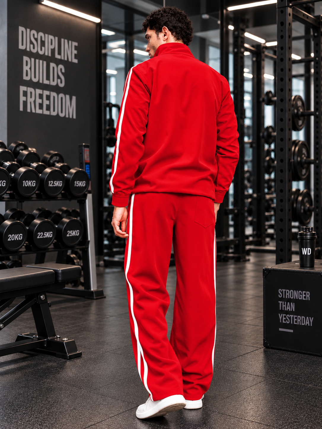SPORTY ZIP UP RELAXED FIT CO-ORD SET RED