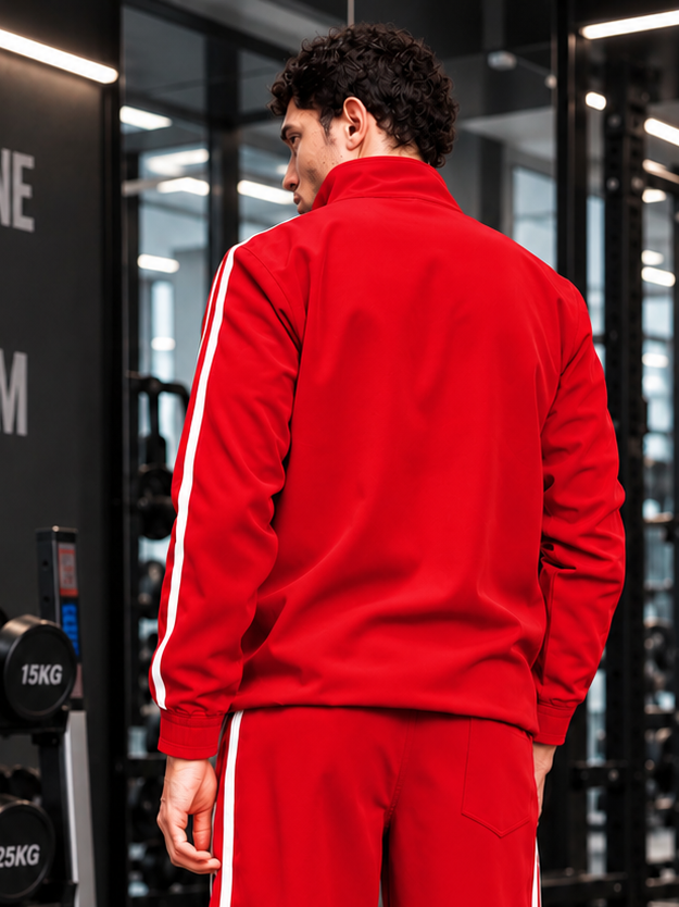 SPORTY ZIP UP RELAXED FIT JACKET RED
