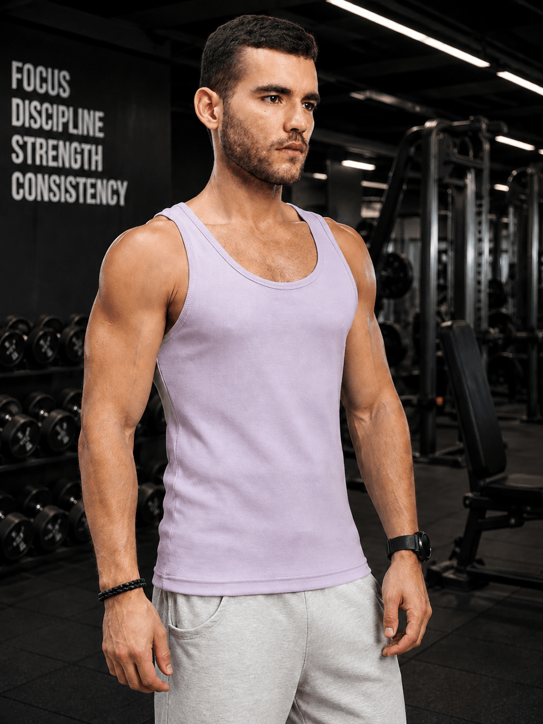 WEARDUDS Shop EASY WEAR VEST GYM T-SHIRT LAVENDER for a trendy sporty look perfect for workouts, gym sessions, casual outings, and everyday wear.