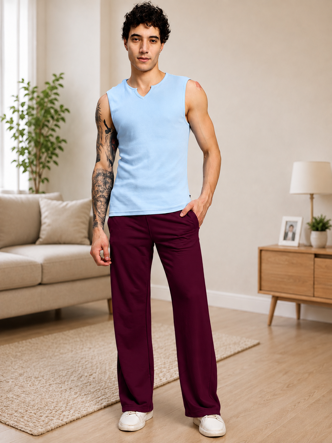 OMEGA FLOW WIDE FIT JOGGERS MAROON