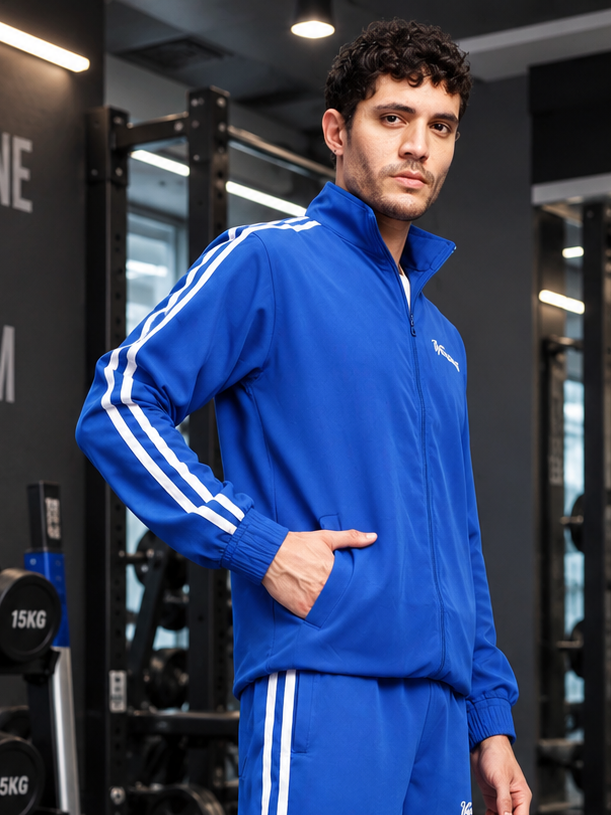 SPORTY ZIP UP RELAXED FIT JACKET BLUE