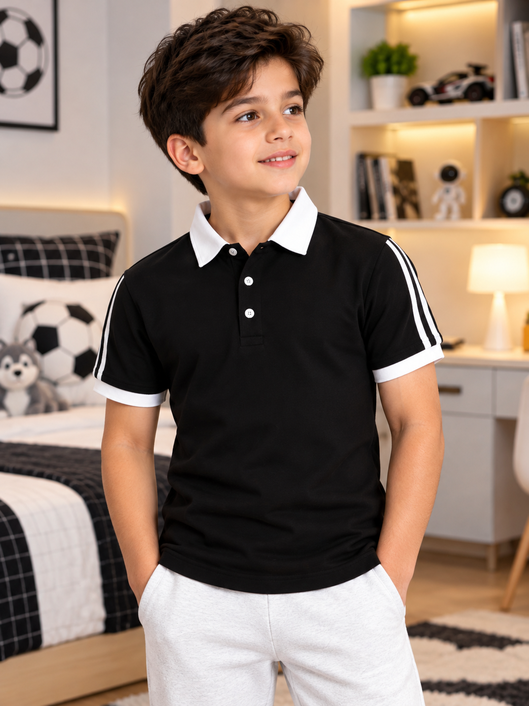 STAUNCH POLO REGULAR T-SHIRT FOR BOYS GIRLS BLACK