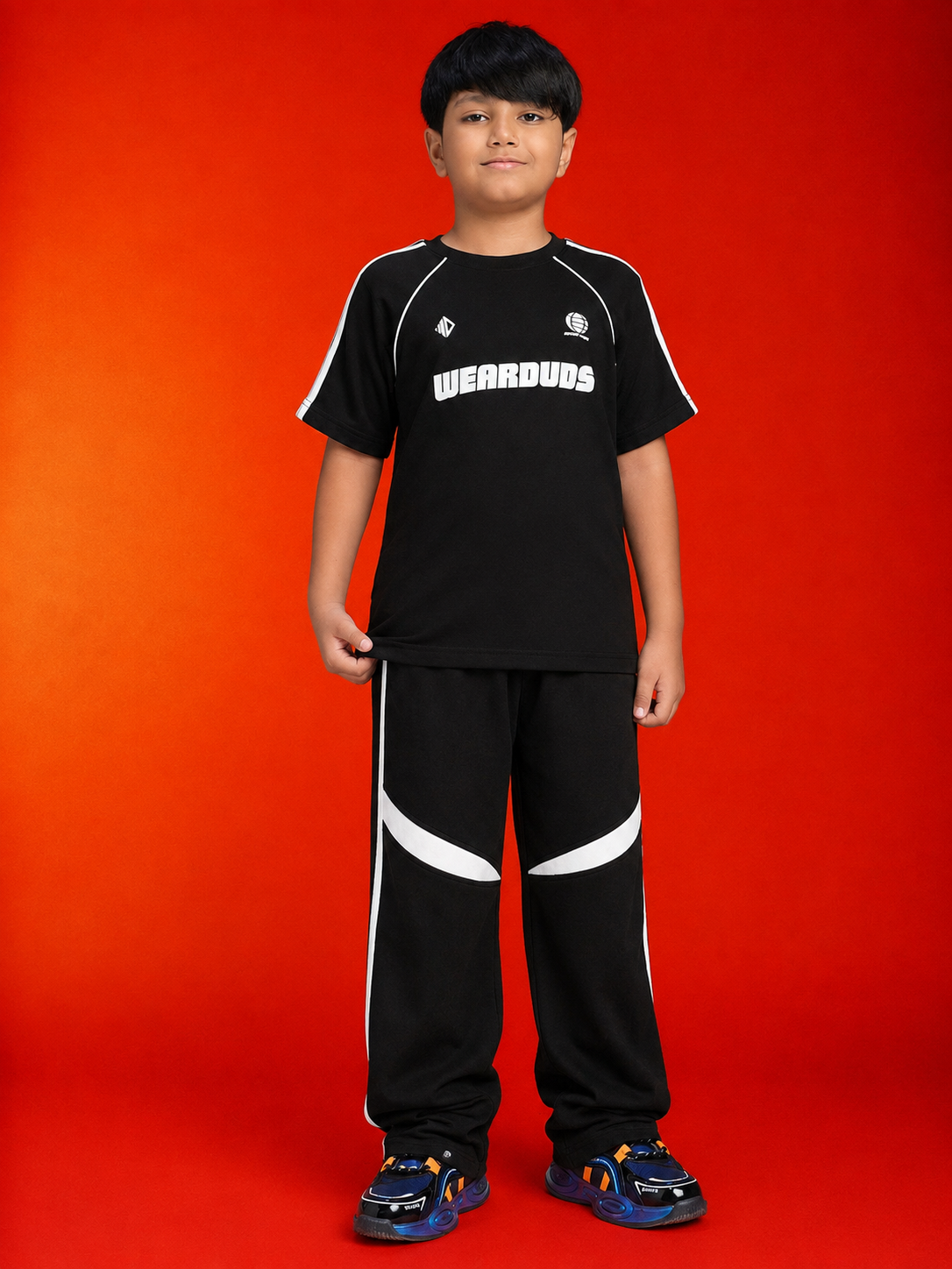KIDS ROSTER CO-ORD BOYS GIRLS BLACK WHITE