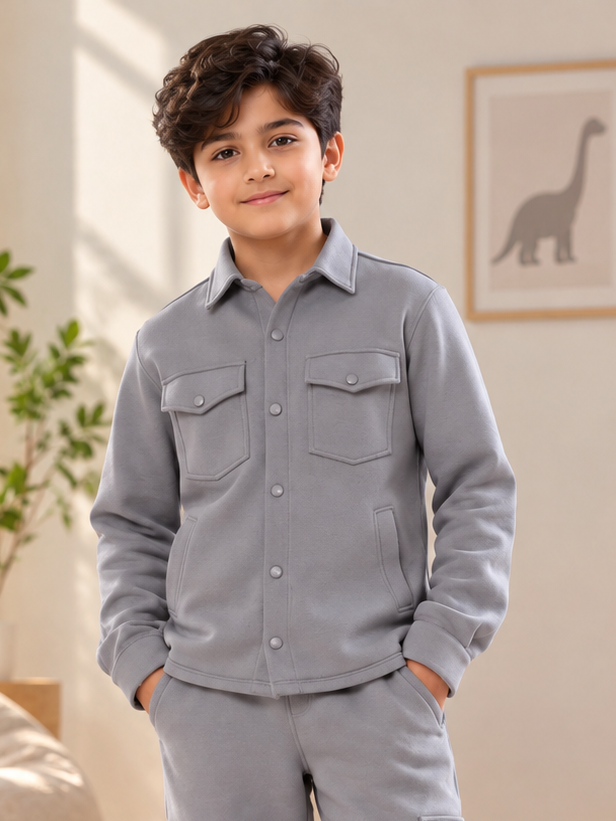 BURLY FLEECE SWEATSHIRT FOR BOYS GIRL GREY