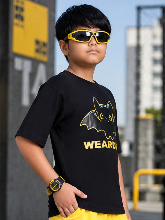 MIDNIGHT BAT T-SHIRT FOR BOYS GIRLS BLACK