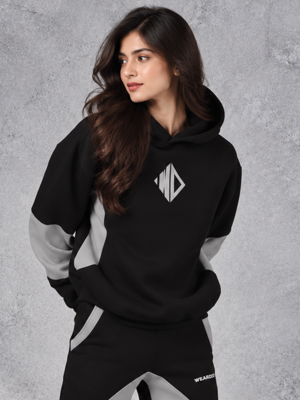 WOMEN WD GORBCORE HOODIE BLACK-GREY
