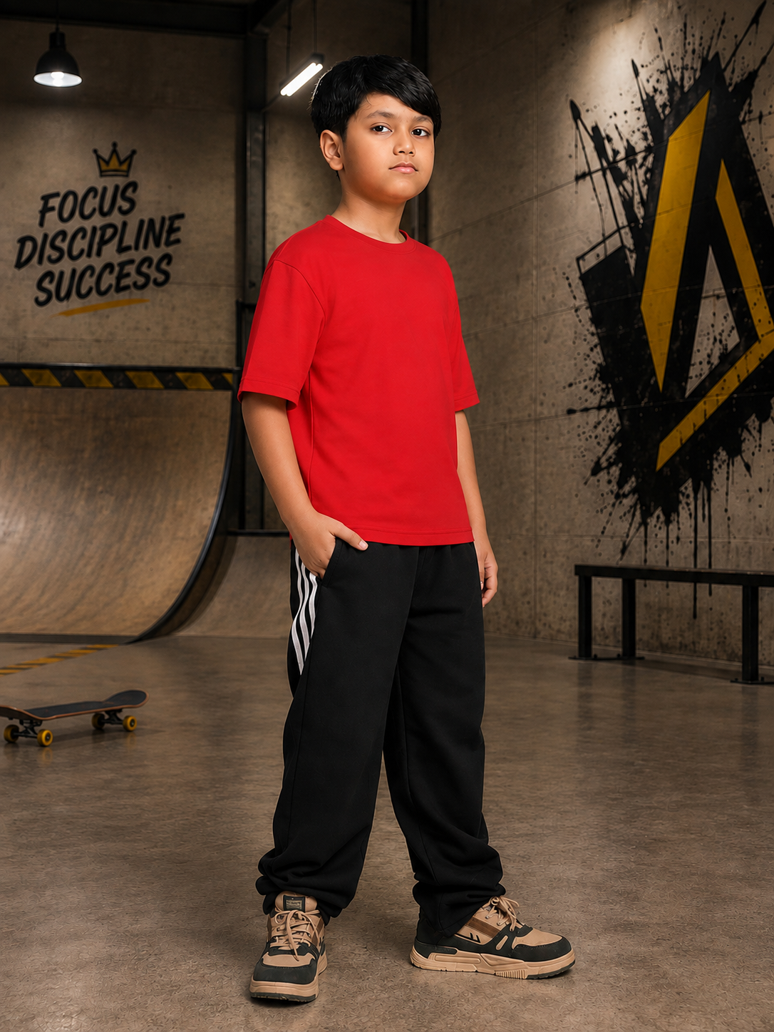 NEO STREET DROP CO-ORD FOR BOYS GIRLS BLACK RED