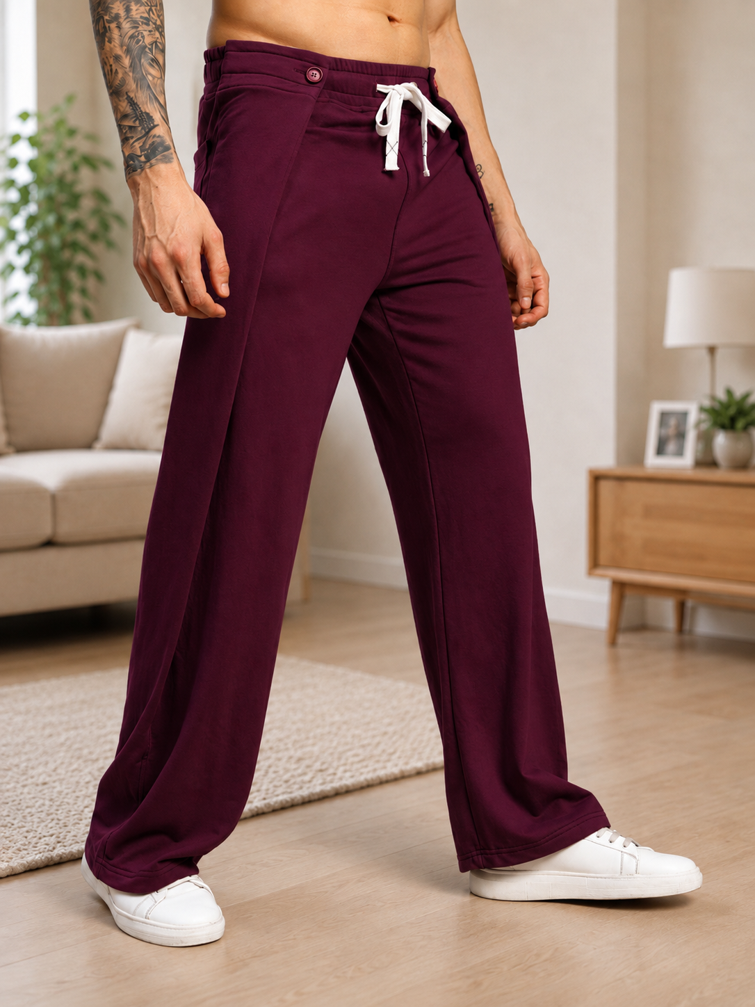 OMEGA FLOW WIDE FIT JOGGERS MAROON