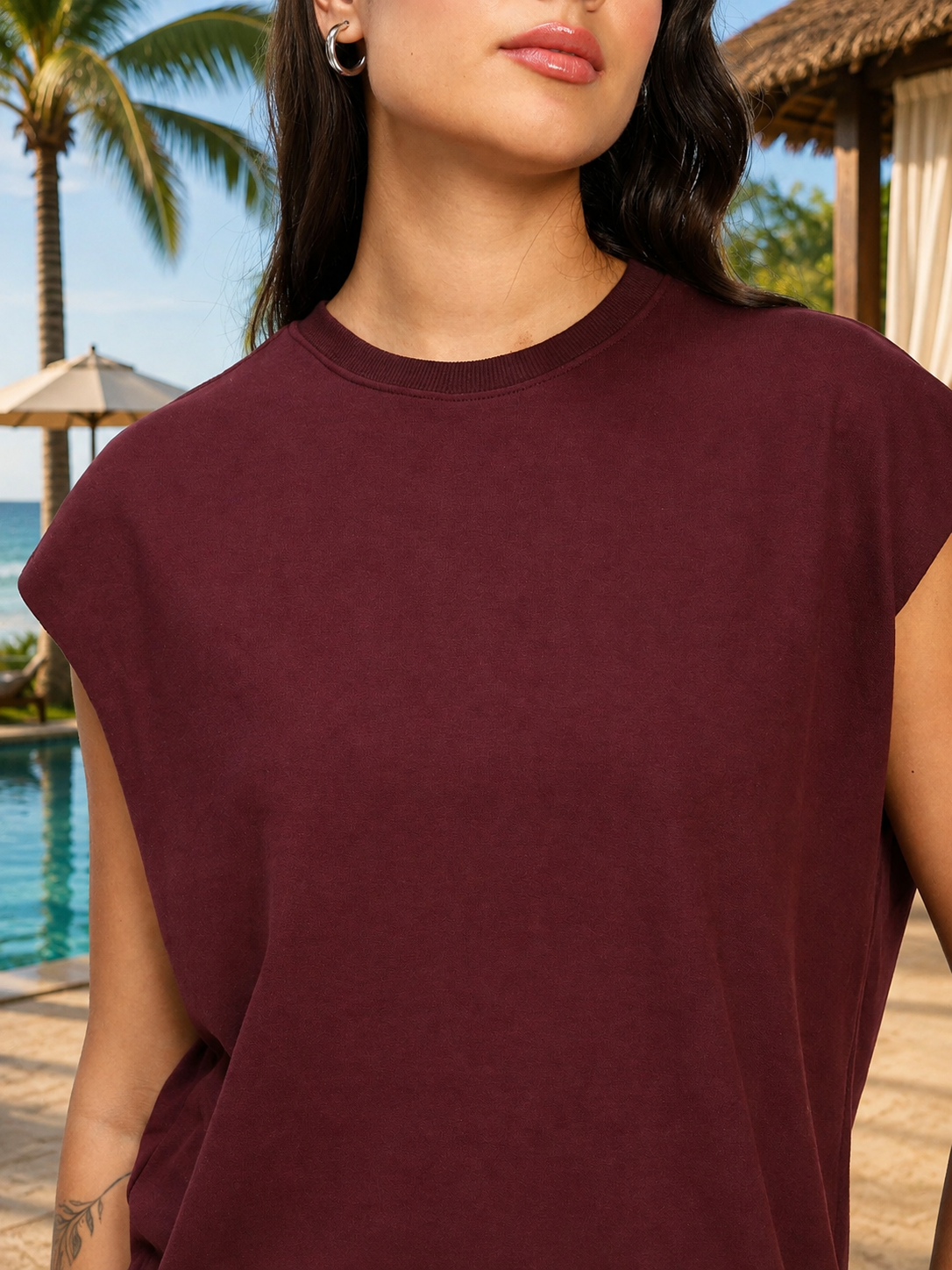 WOMEN DRIVE MONOCHROME CO-ORD SET MAROON