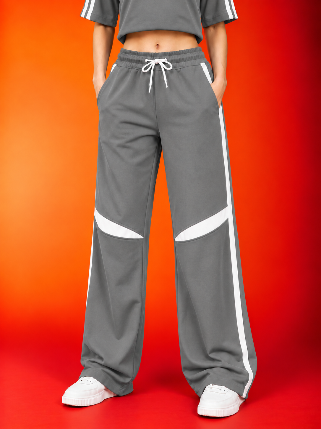 WOMEN ROSTER RELAXED FIT JOGGERS GREY WHITE