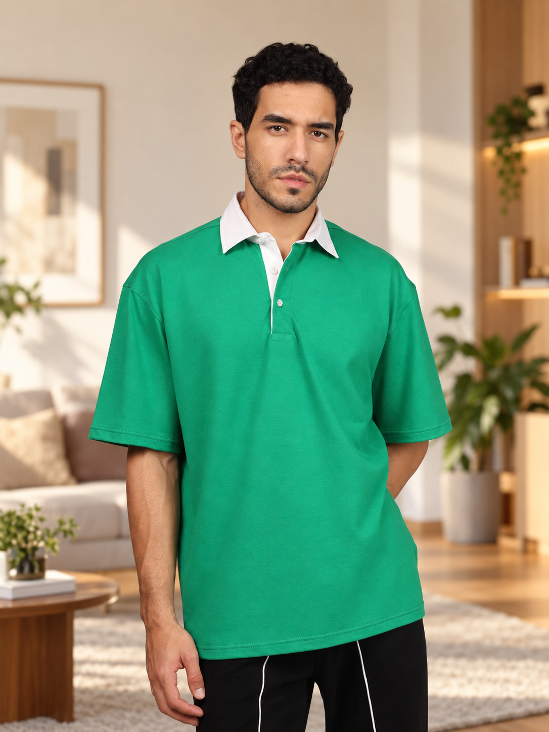SAGOL POLO OVERSIZED POLO T-SHIRT GREEN